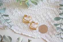 Load image into Gallery viewer, Triple Square Gold Hoops