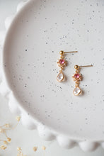 Load image into Gallery viewer, Rose Crystal Dangle Studs