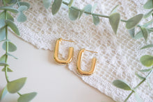 Load image into Gallery viewer, Gold Rectangle Hoops