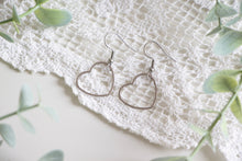 Load image into Gallery viewer, Silver Heart Outline Earrings