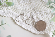 Load image into Gallery viewer, Silver Heart Outline Earrings