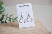 Load image into Gallery viewer, Silver Heart Outline Earrings