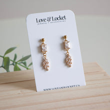 Load image into Gallery viewer, Crystal Leaf Dangle Studs