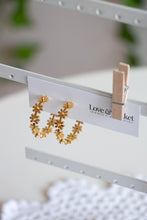 Load image into Gallery viewer, Gold Daisy Hoops
