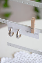 Load image into Gallery viewer, Silver Croissant Hoops
