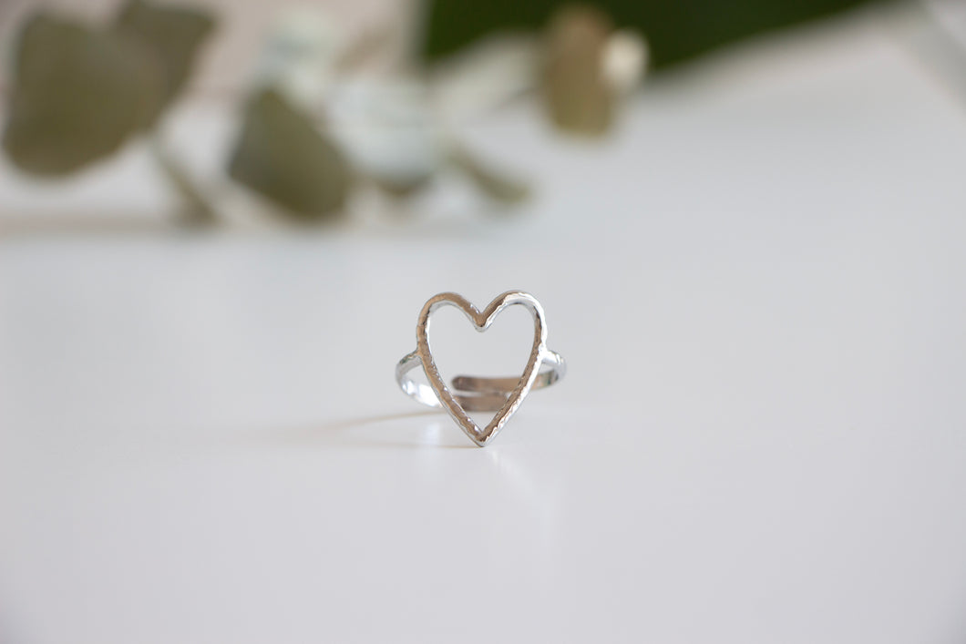 Textured Silver Heart Ring