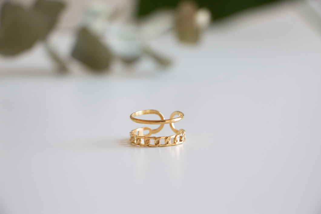 Gold Double Chain Link Ring