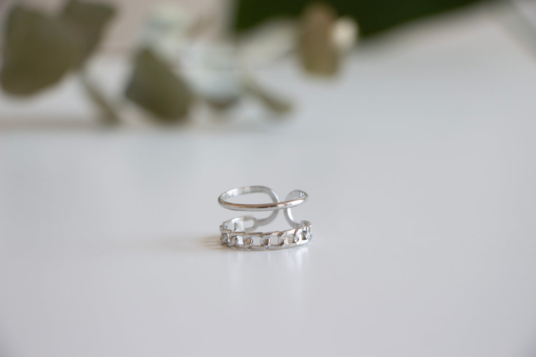 Silver Double Chain Link Ring