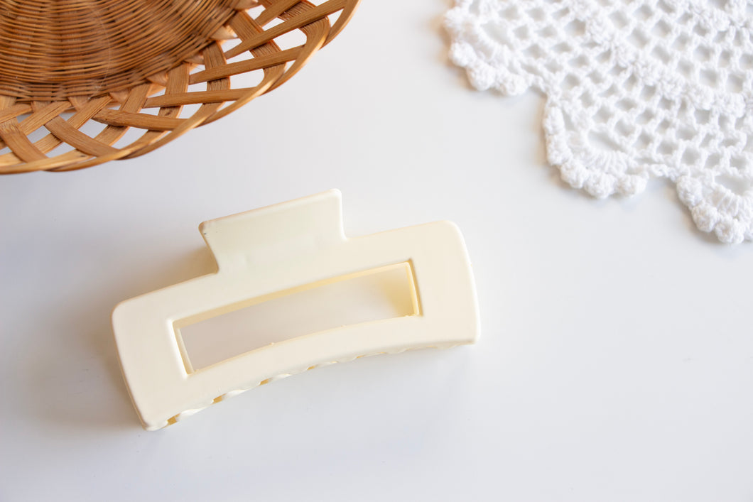 Ivory White Rectangle Claw Clip