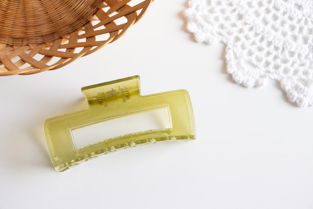 Clear Green Rectangle Claw Clip