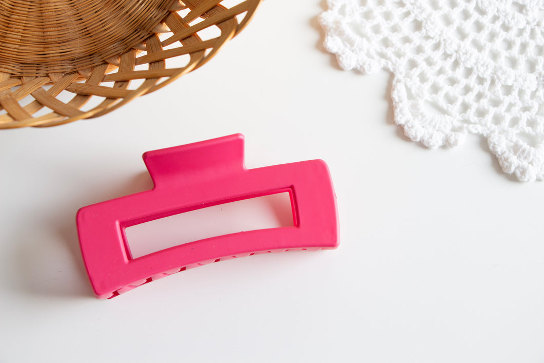 Hot Pink Rectangle Claw Clip