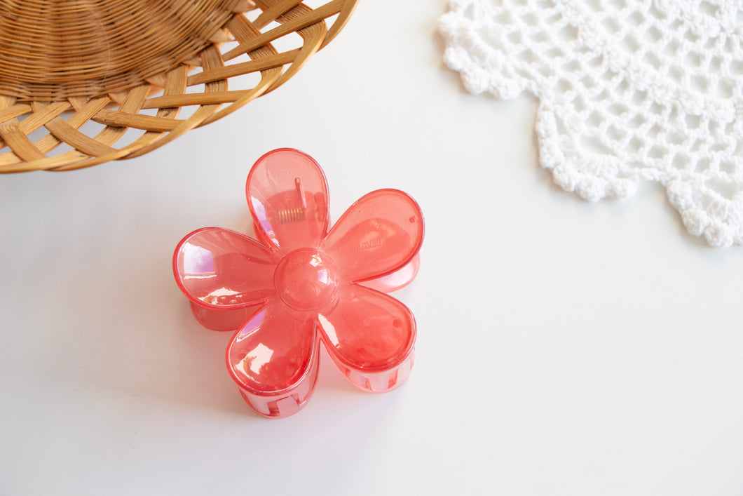Clear Pink Candy Apple Daisy Claw Clip