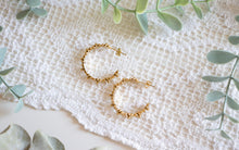 Load image into Gallery viewer, Gold Daisy Hoops

