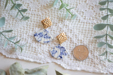 Load image into Gallery viewer, Gold and Blue Sea Shell Inspired Earrings
