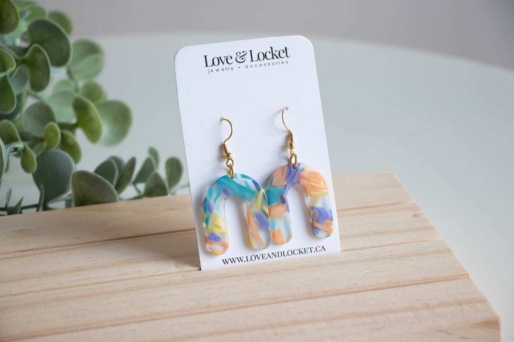 Watercolour Resin Arch Earrings