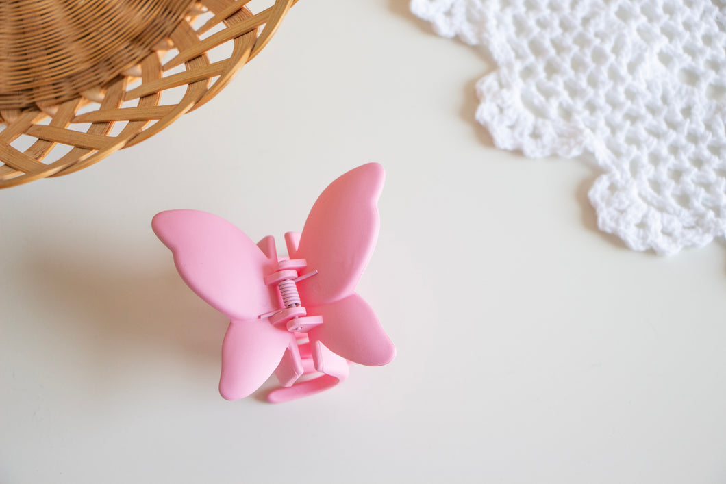 Bubblegum Pink Matte Butterfly Claw Clip