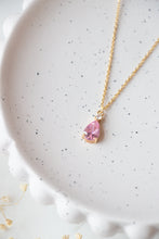 Load image into Gallery viewer, Pink/Clear Crystal Teardrop Necklace
