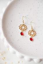Load image into Gallery viewer, Red Luxe Link Dangle Earrings
