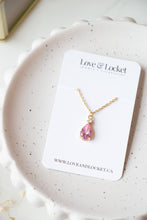 Load image into Gallery viewer, Pink/Clear Crystal Teardrop Necklace
