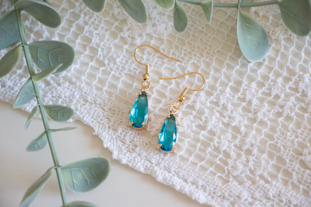 Ocean Blue Glass Crystal Earrings