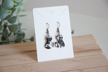 Load image into Gallery viewer, Black and White Kitty Cat Earrings

