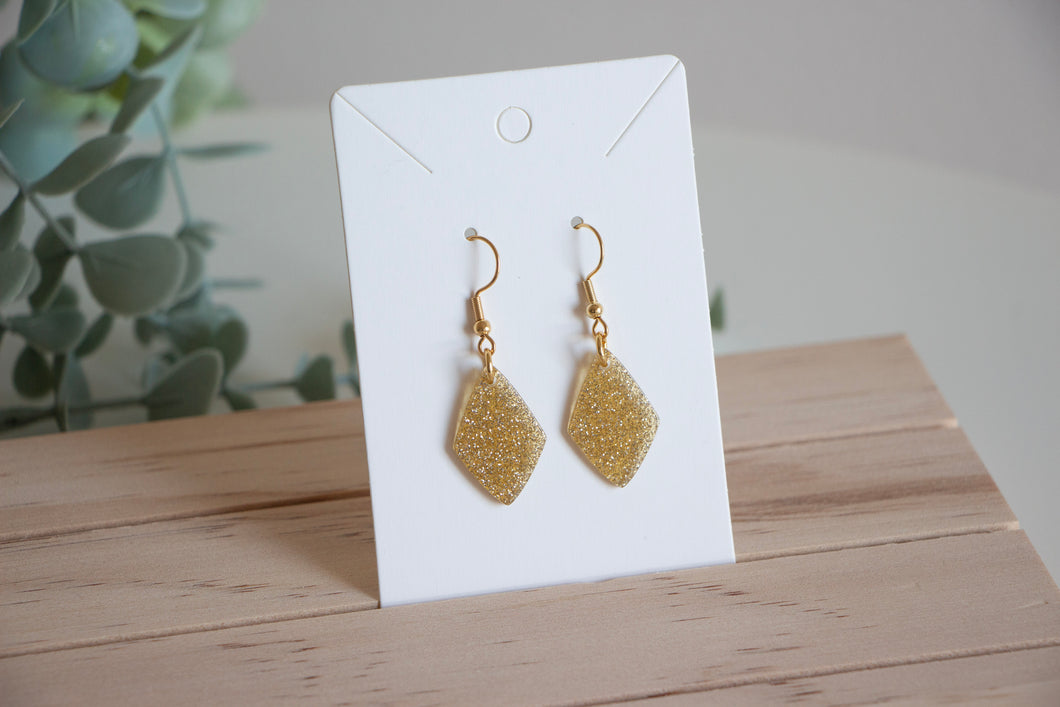 Gold Glitter Resin Earrings