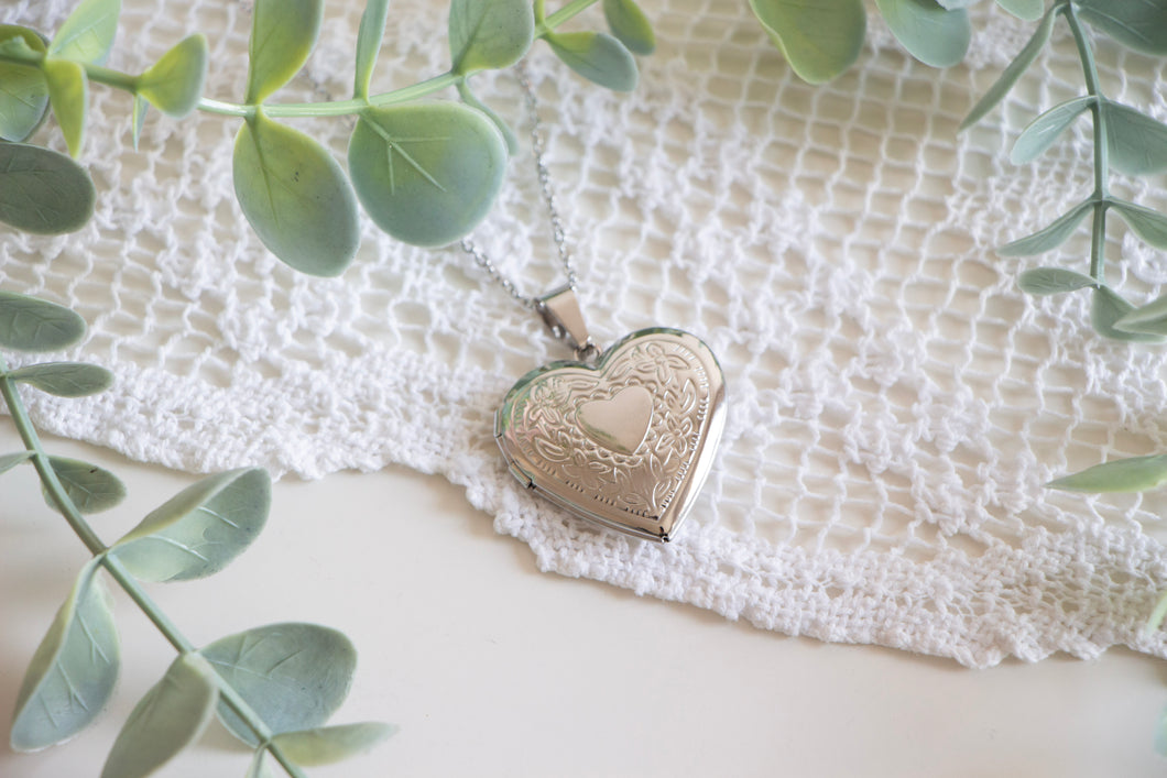 Silver Heart Locket Necklace