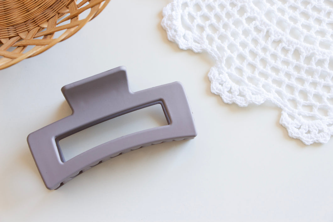 Grey Lavender Rectangle Claw Clip