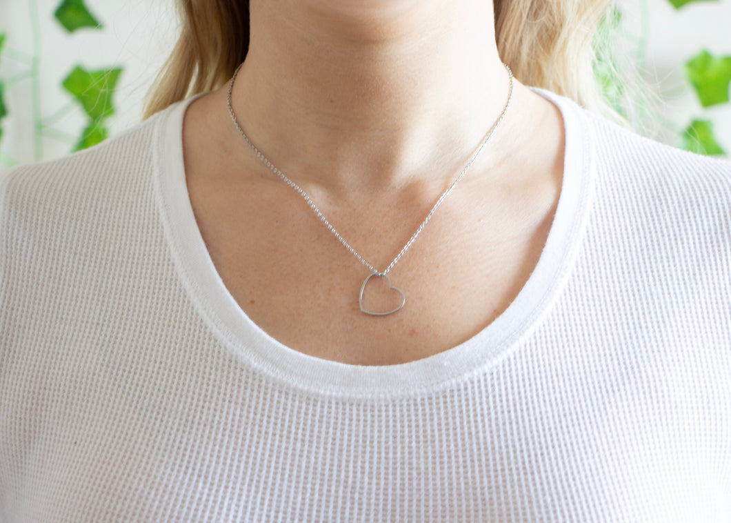 Silver Heart Outline Necklace