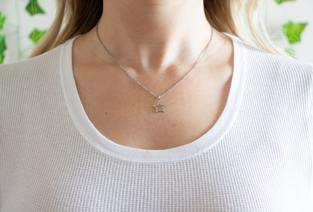 Silver Star Outline Necklace