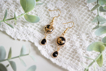 Load image into Gallery viewer, Black and Gold Foil Dangle Earrings
