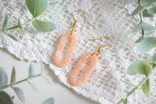 Load image into Gallery viewer, Pink Resin Oval Dangle Earrings
