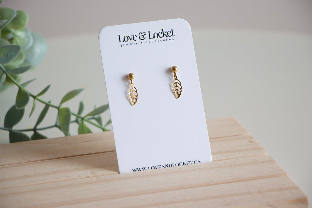 Dainty Gold Leaf Earrings