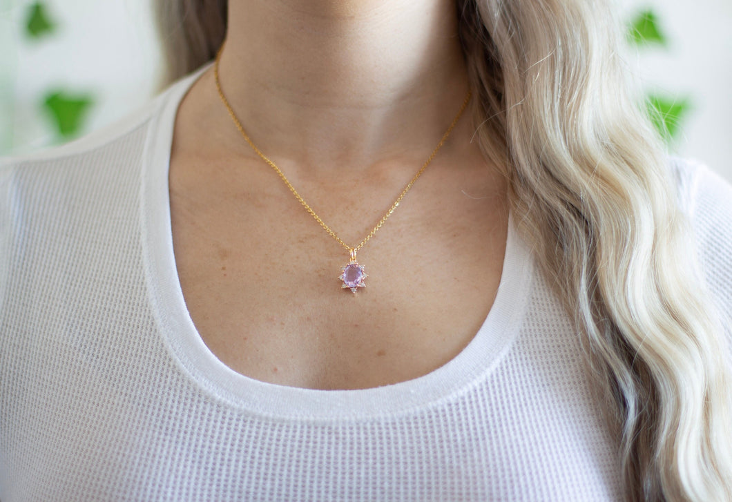 Lavender Crystal Charm Necklace
